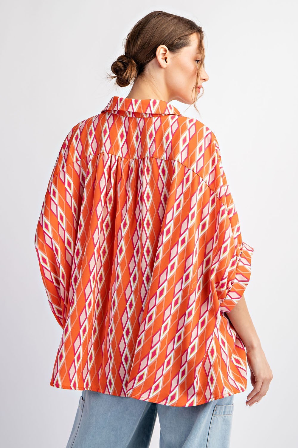 Printed dolman sleeve blouse (2 colors)
