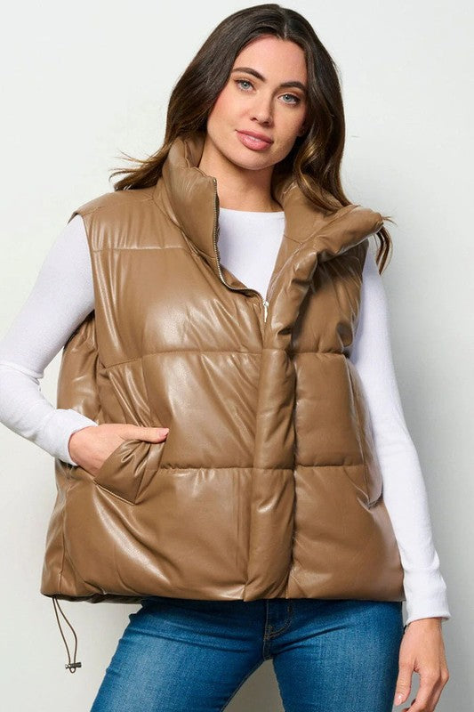 Vegan oversized puffer vest