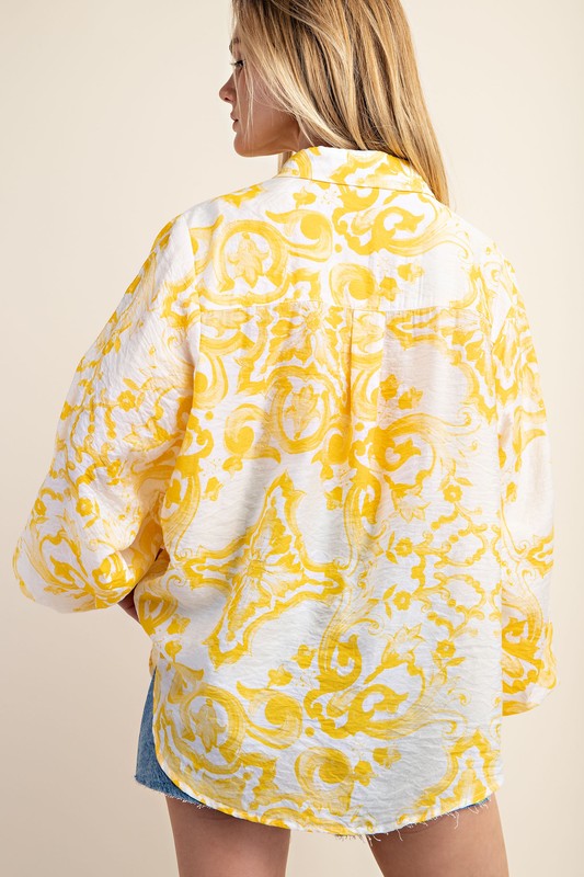 Vibrant yellow printed blouse