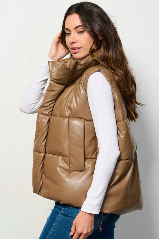 Vegan oversized puffer vest