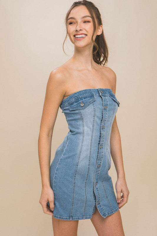 Strapless denim dress
