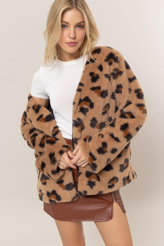 Leopard open front jacket