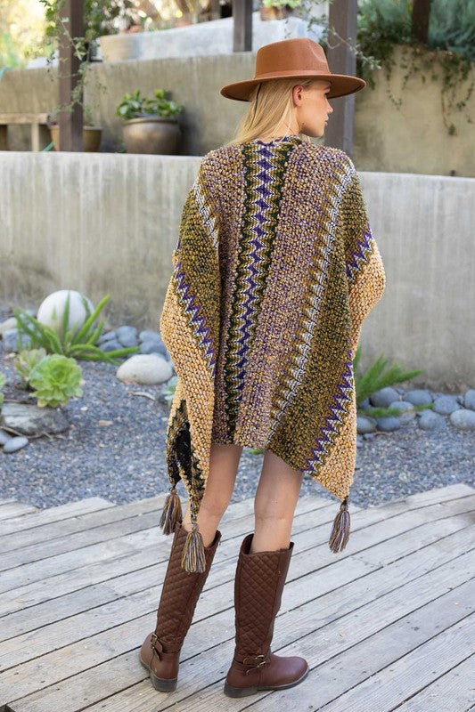 Colorful crochet ruana (one size)