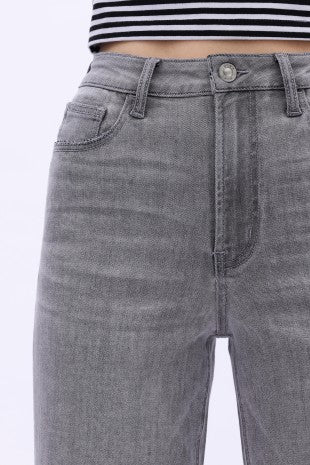 High rise gray denim jeans