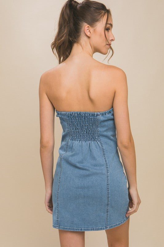 Strapless denim dress