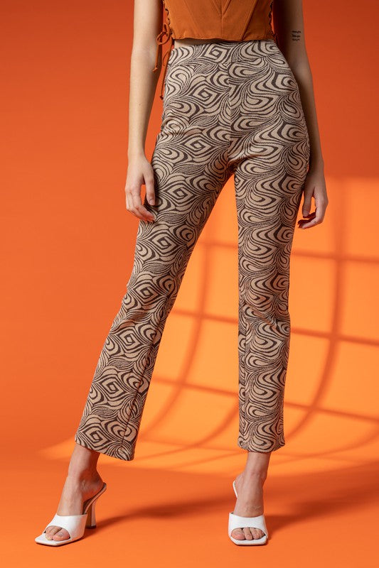 Black/tan patterned sweater pants