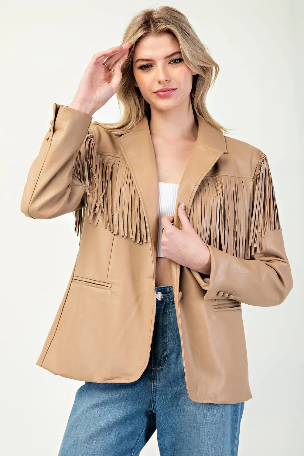 Fringe vegan leather jacket (2 colors)