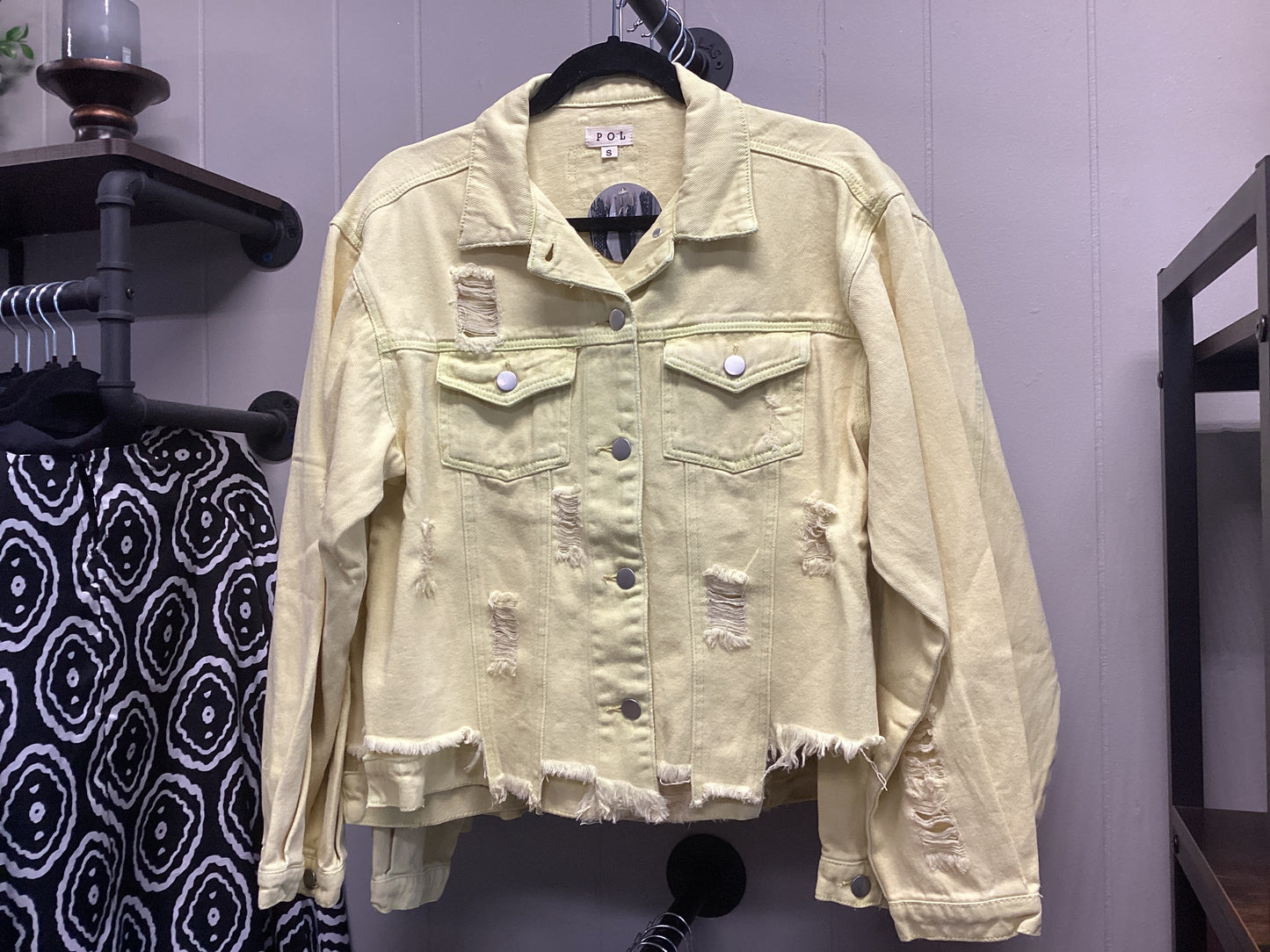 Lemon distressed denim jacket