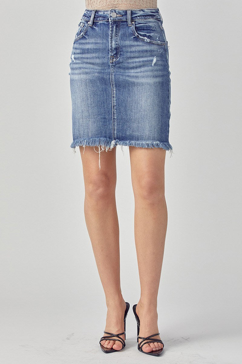 Medium wash Denim skirt by Risen