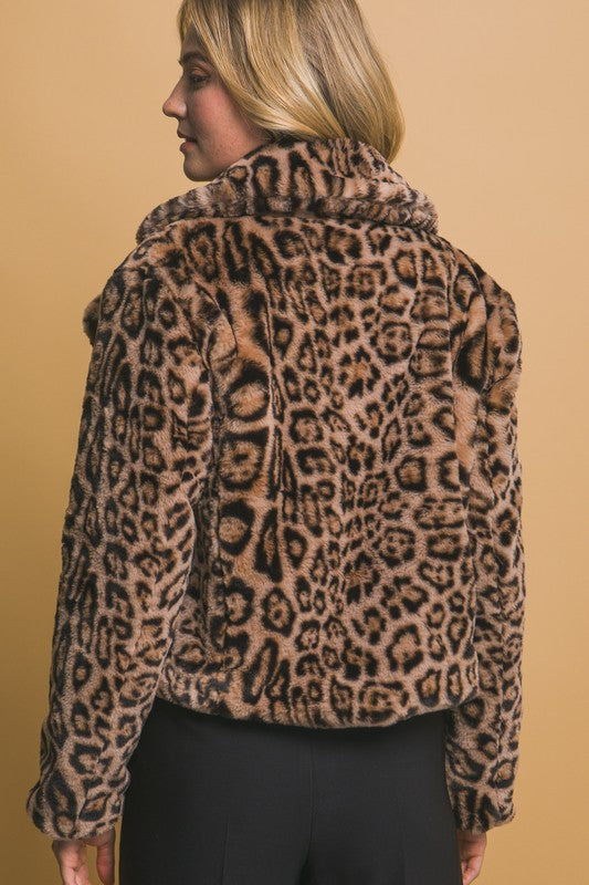 Leopard fur short jacket