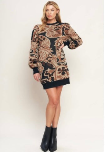 Patterned sweater dress