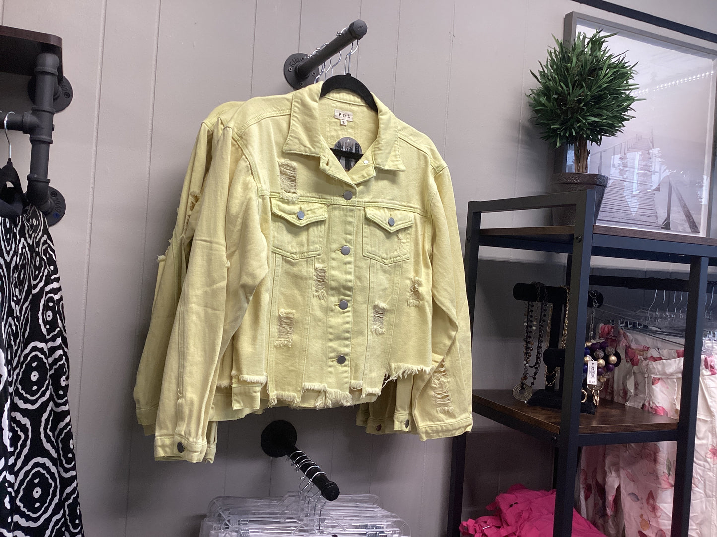 Lemon distressed denim jacket
