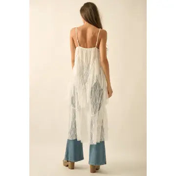 Ruffled lace maxi cami top