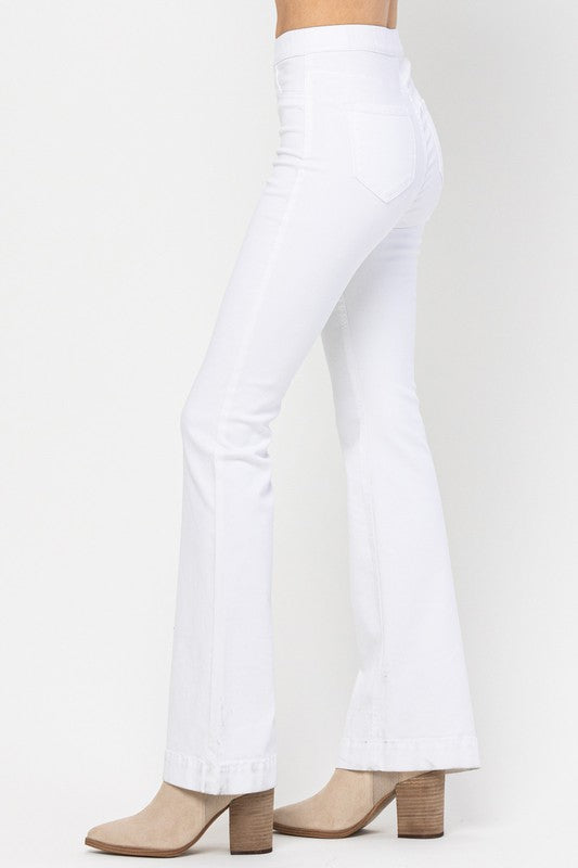 White pull on flares