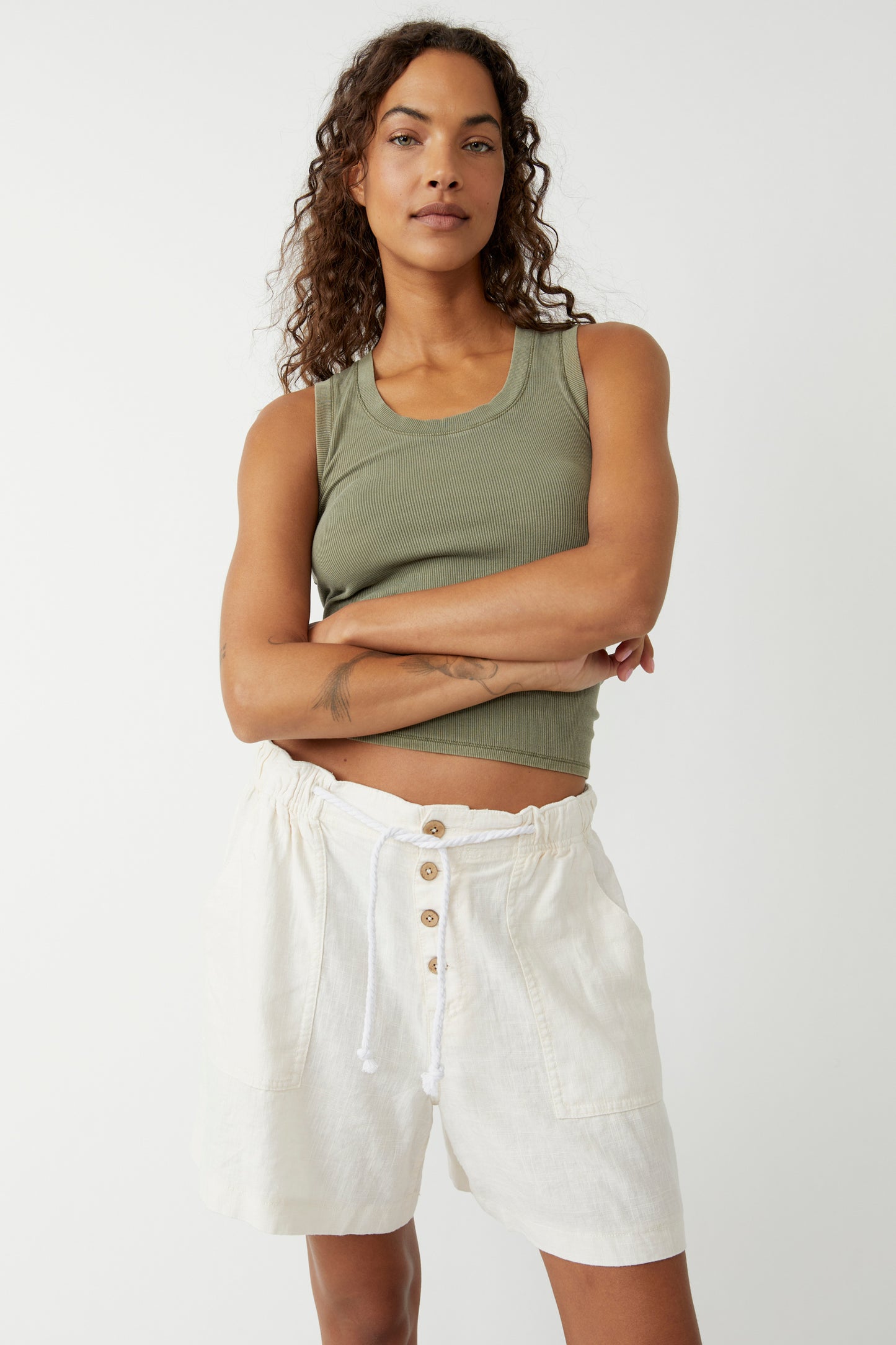 Linen pull on shorts by Free People