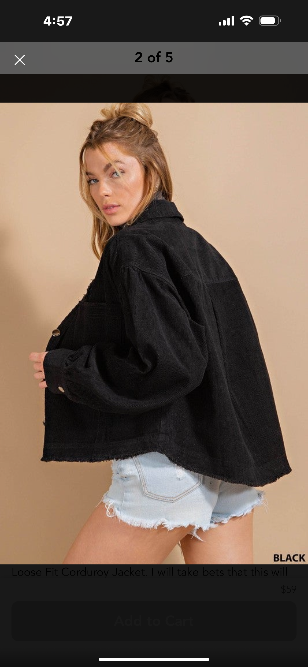 Corduroy button front jacket