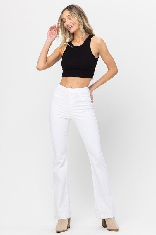 White pull on flares
