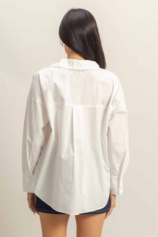 White poplin button down