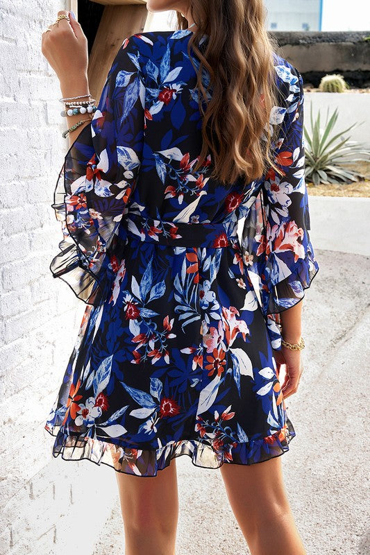 Floral Ruffle trim dress