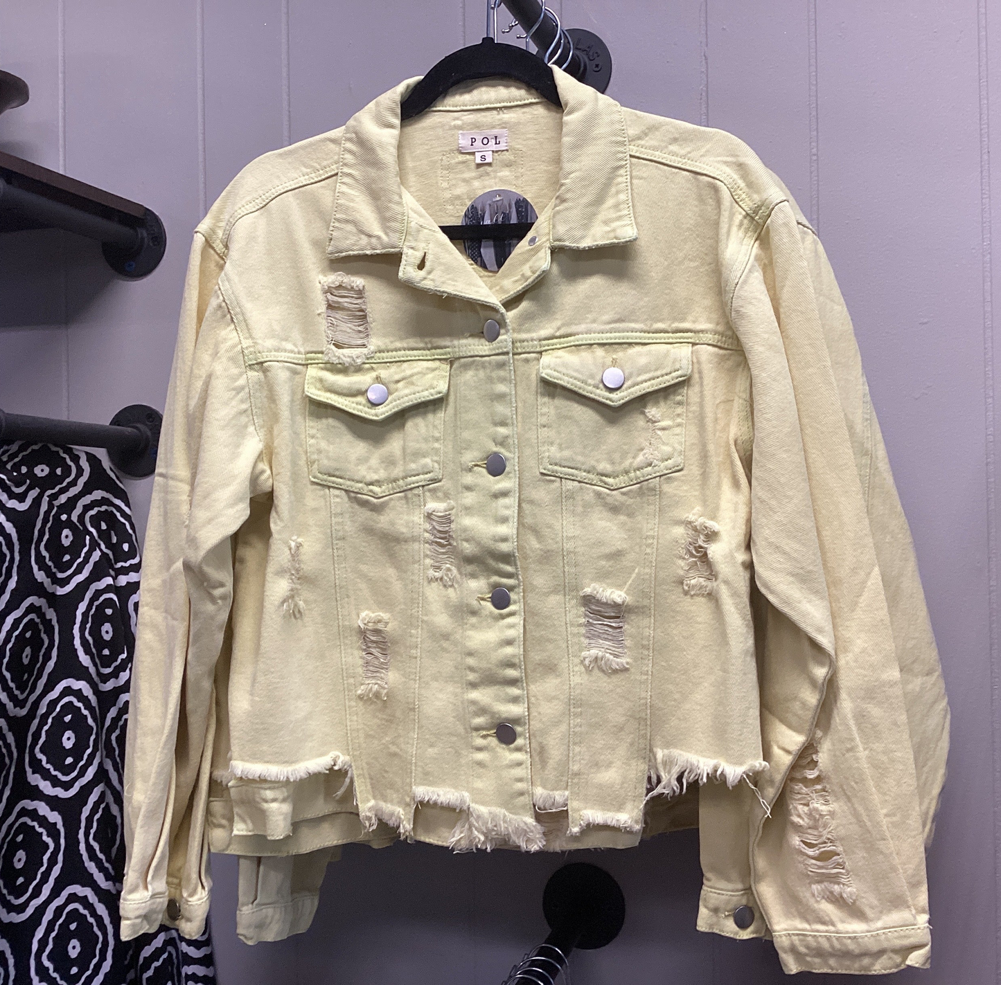 Lemon distressed denim jacket