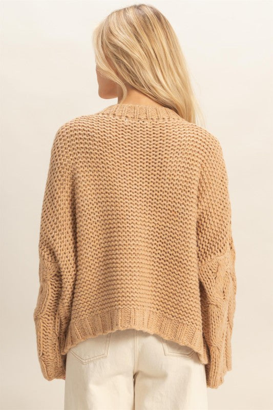 V neck cable knit sweater (3 colors)