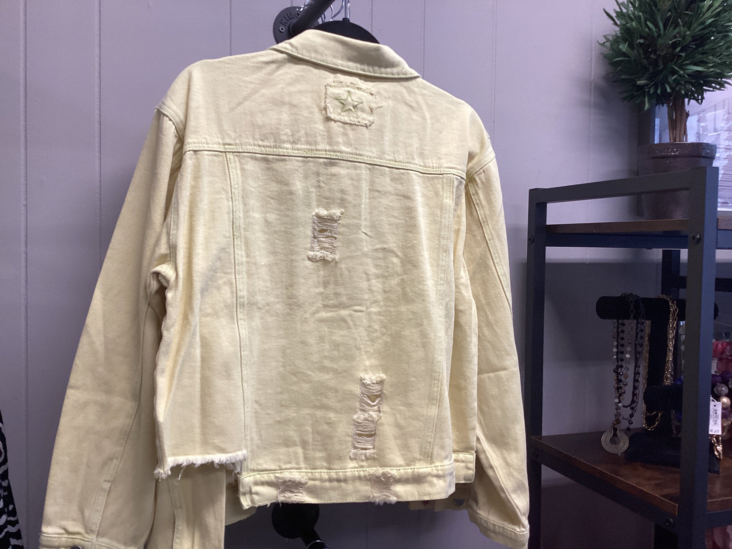 Lemon distressed denim jacket