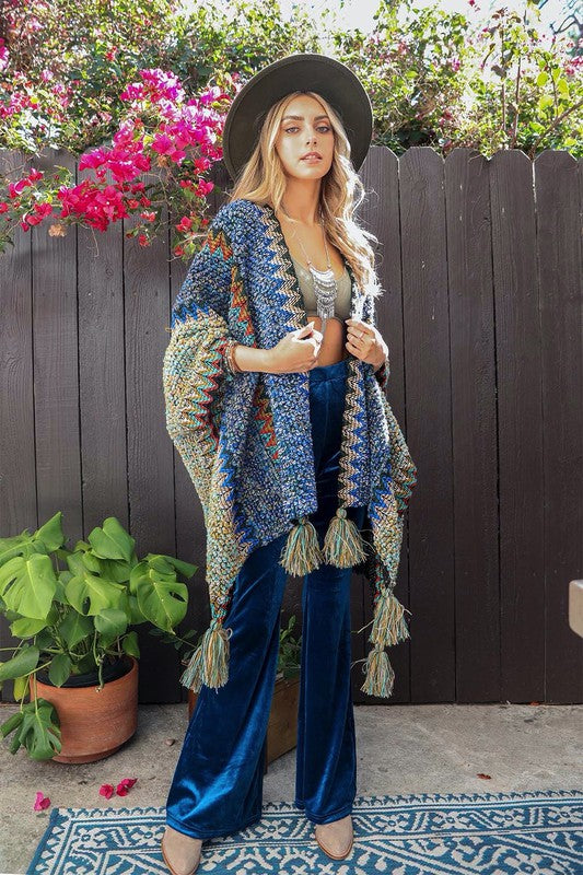 Colorful crochet ruana (one size)