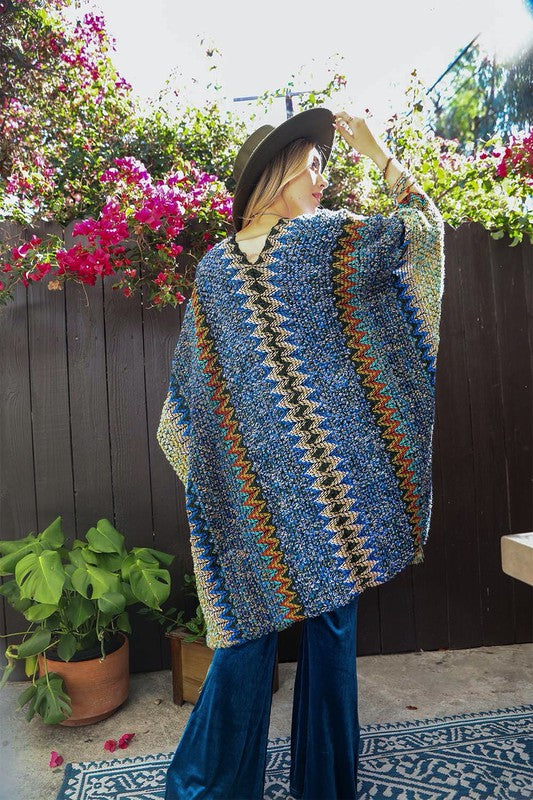 Colorful crochet ruana (one size)