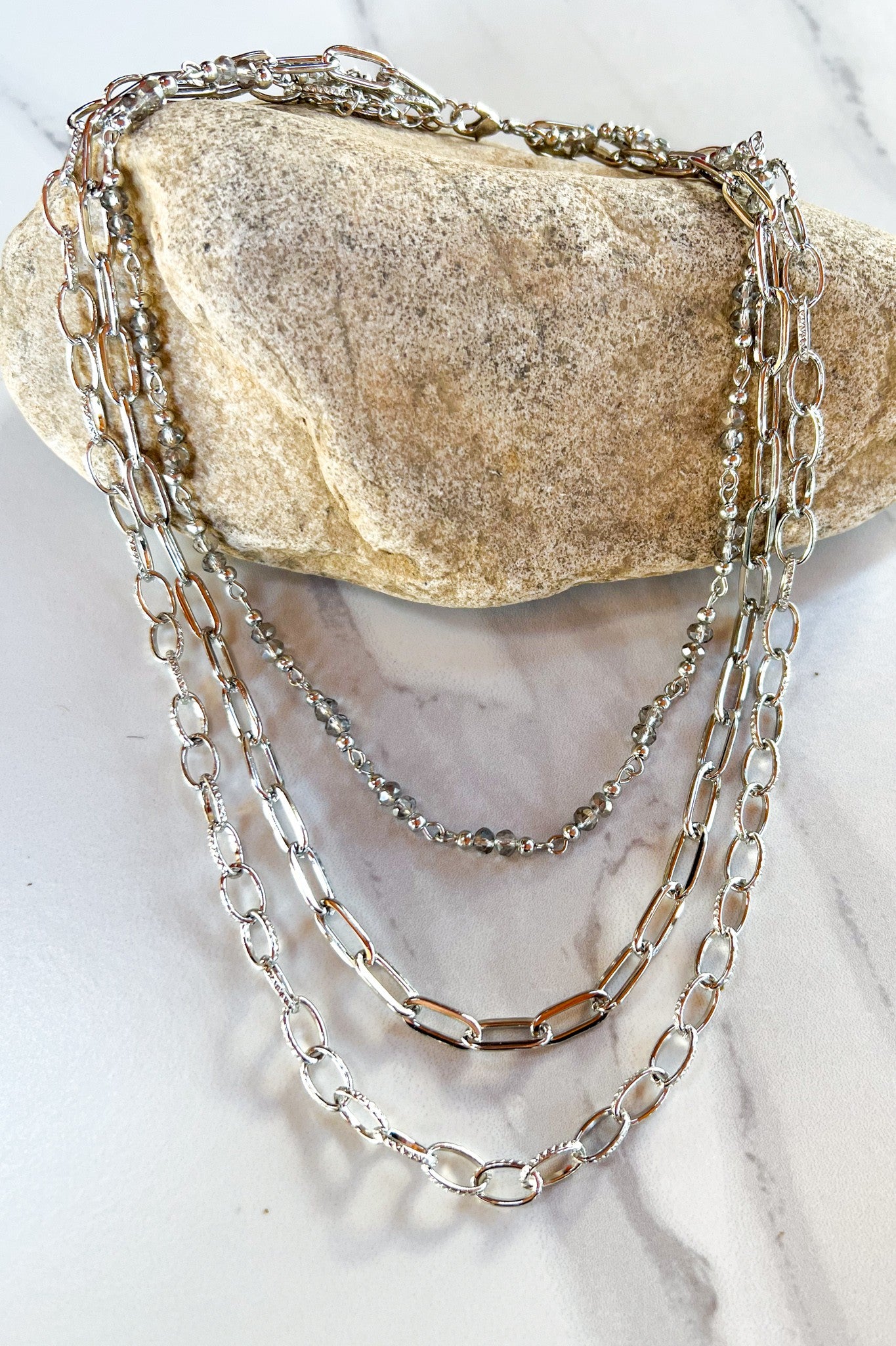 Silver 3 strand adjustable necklace