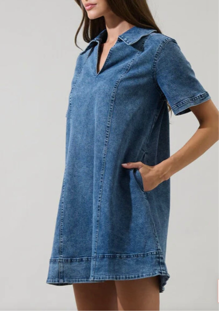 Denim shift dress