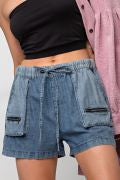 Pull on denim shorts
