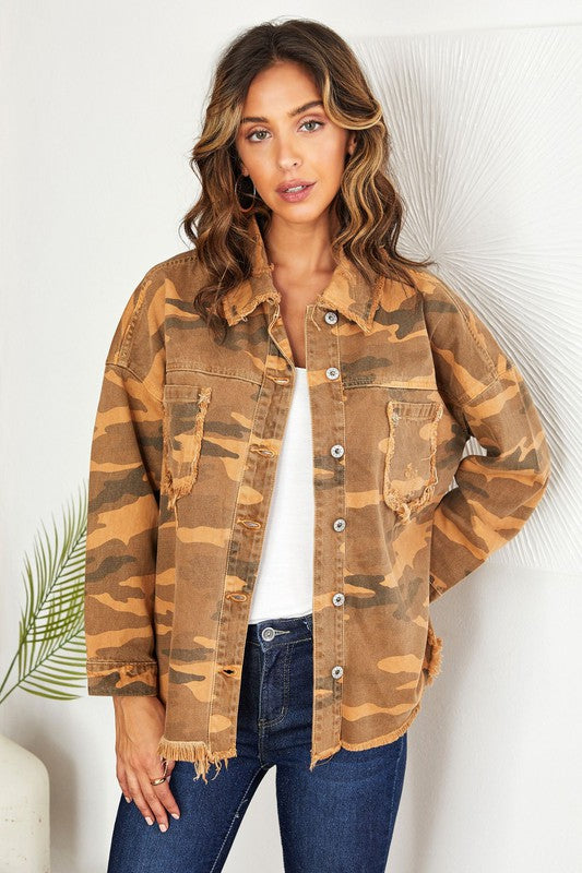 Oversized camo print jacket