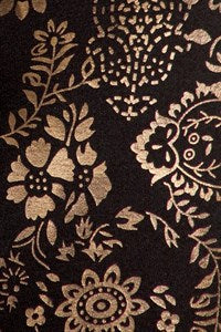 Metallic Golden Floral Seamless Fleece Leggings