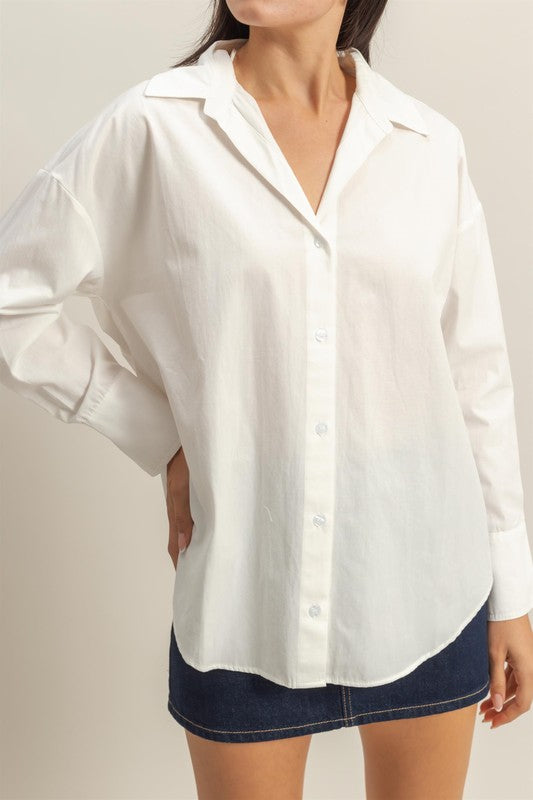 White poplin button down