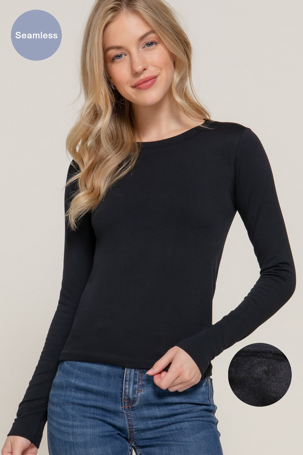 Fleece lined crew neck fitted top (3 colors)