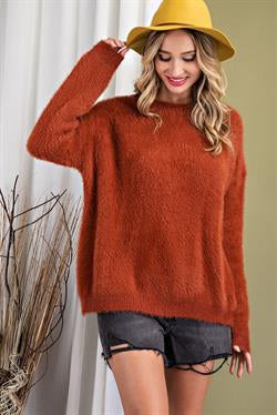 Tie back fuzzy sweater