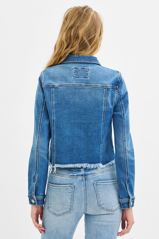 Frayed hem denim jacket by Risen