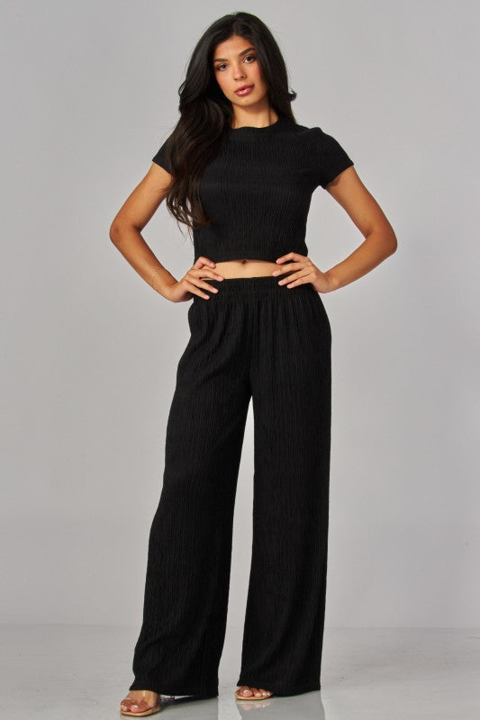 Crinkle short sleeve top