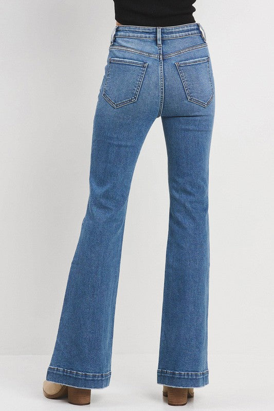 Utility pocket flare jean