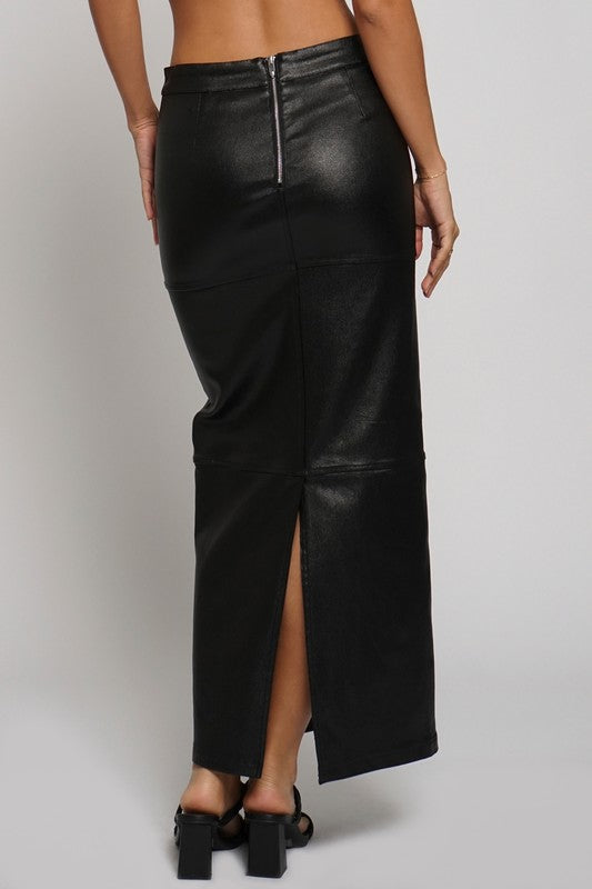 Metallic slim maxi skirt