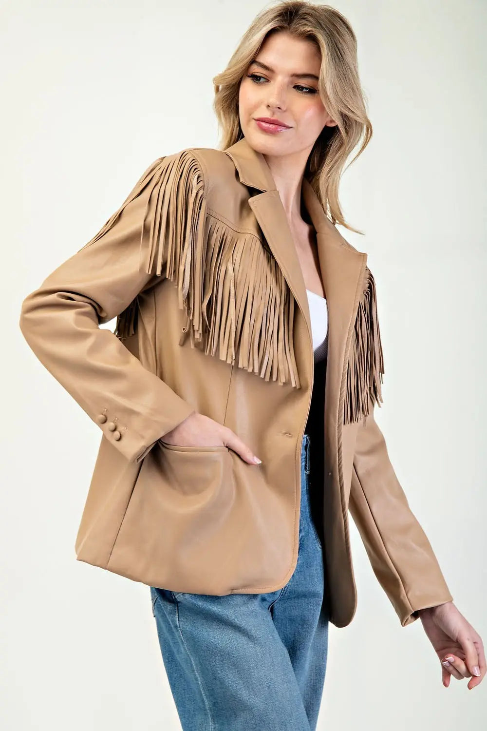 Fringe vegan leather jacket (2 colors)