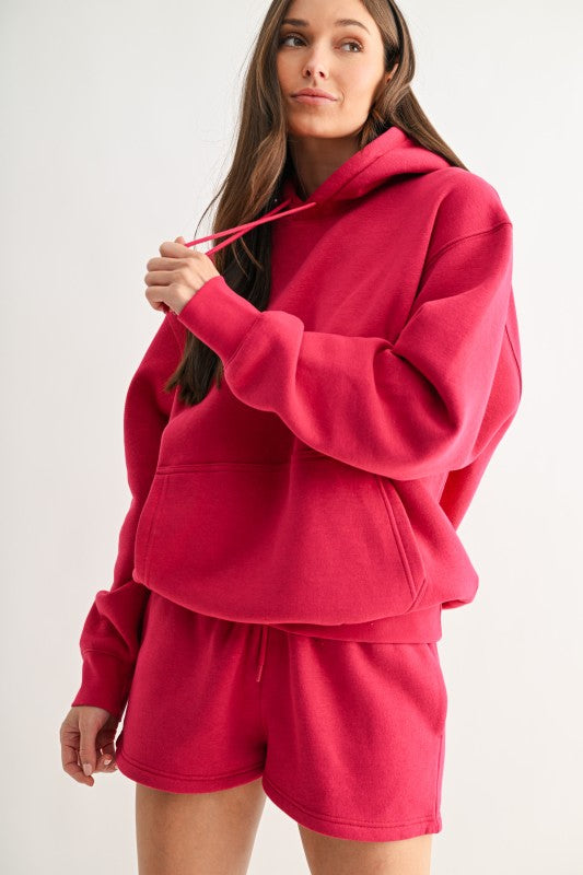 Cotton blend drop shoulder hoodie (3 colors)