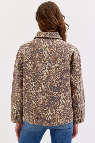 Leopard denim jacket