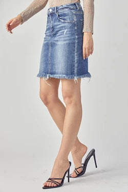 Medium wash Denim skirt by Risen