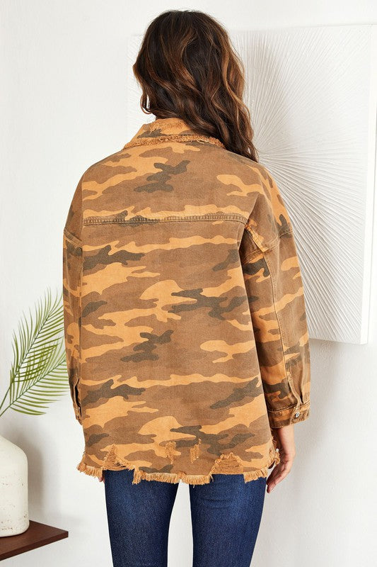 Oversized camo print jacket