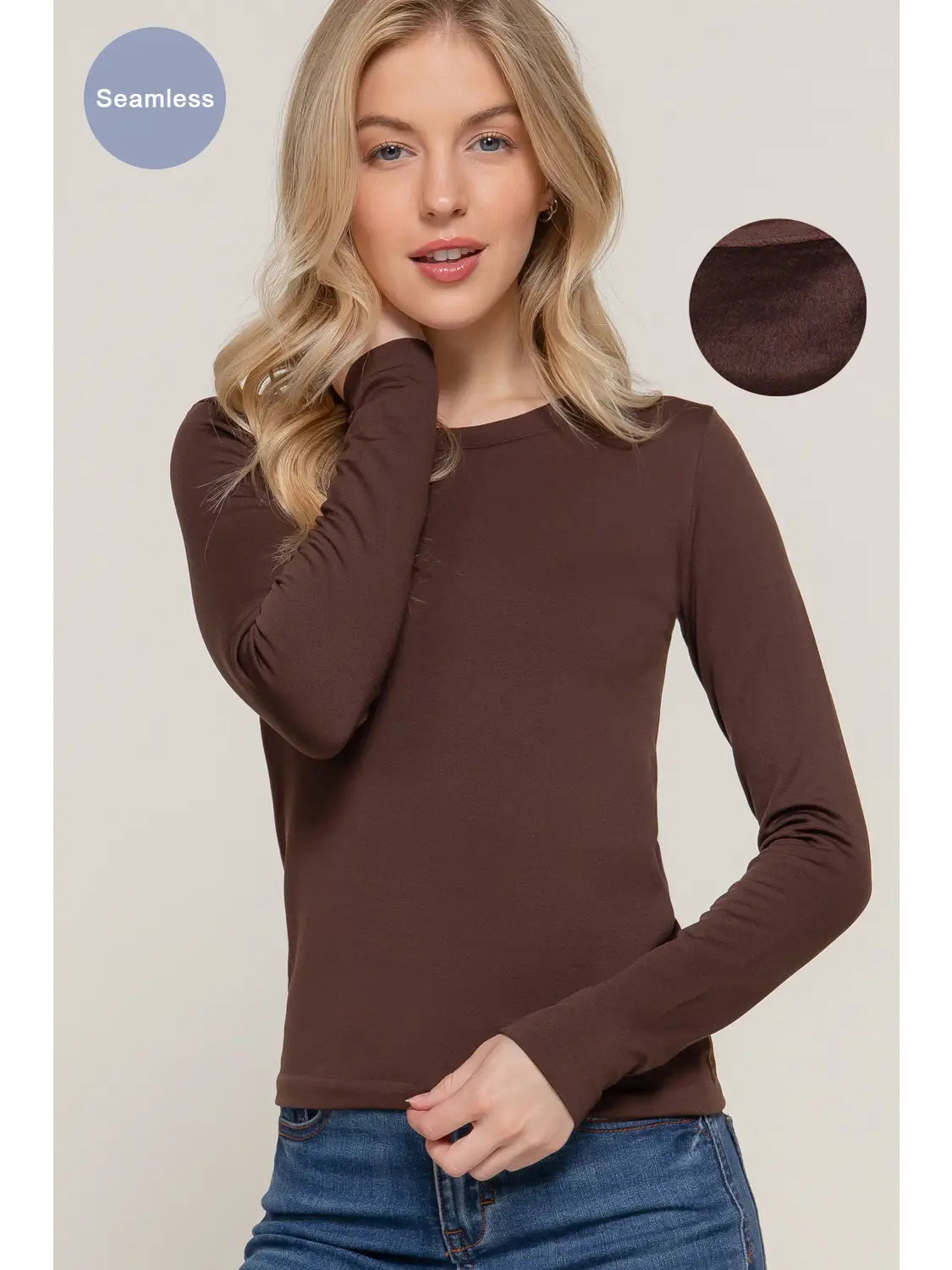 Fleece lined crew neck fitted top (3 colors)