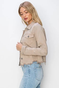 Taupe denim jacket by Risen