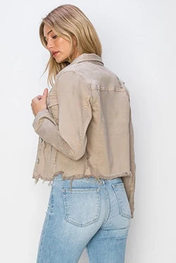 Taupe denim jacket by Risen