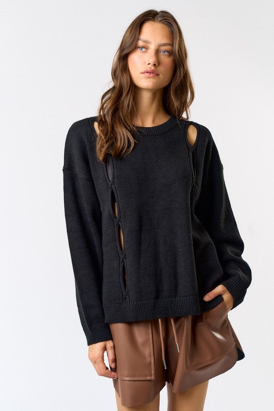 Front cut oversized sweater