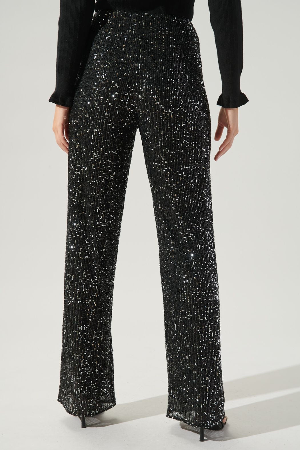 Black & silver sequin pants